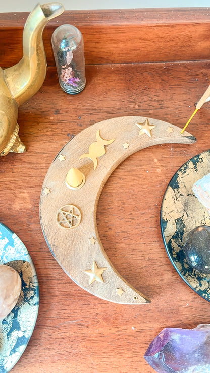 Crescent Moon incense holder